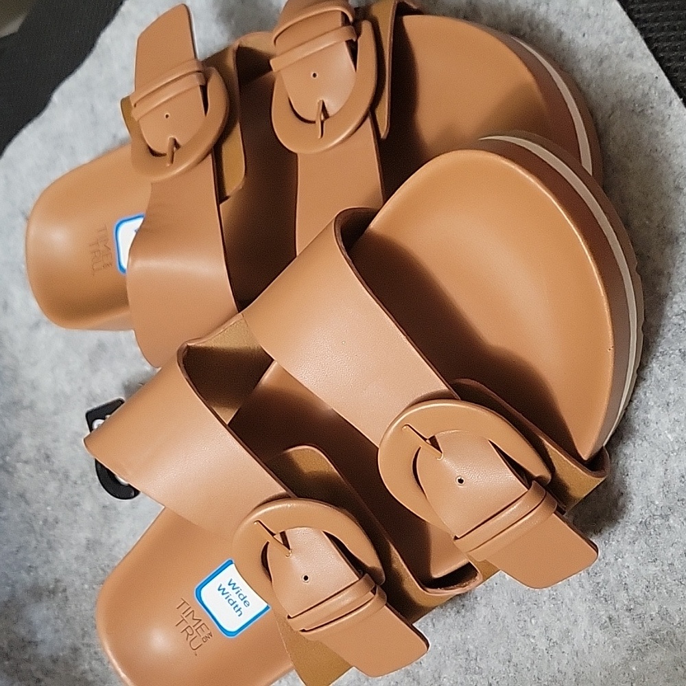 Time and Tru Women's Dressy Footbed Slide Sandals NEW